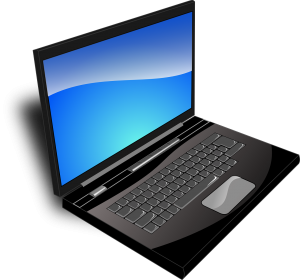 laptop, black, blue