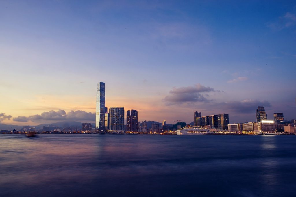 skyline, victoria harbour, hong kong