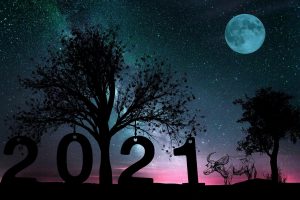new year, 2021, starry sky