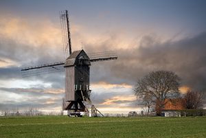 old windmill, field, belgium