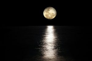 moon, full moon, sea