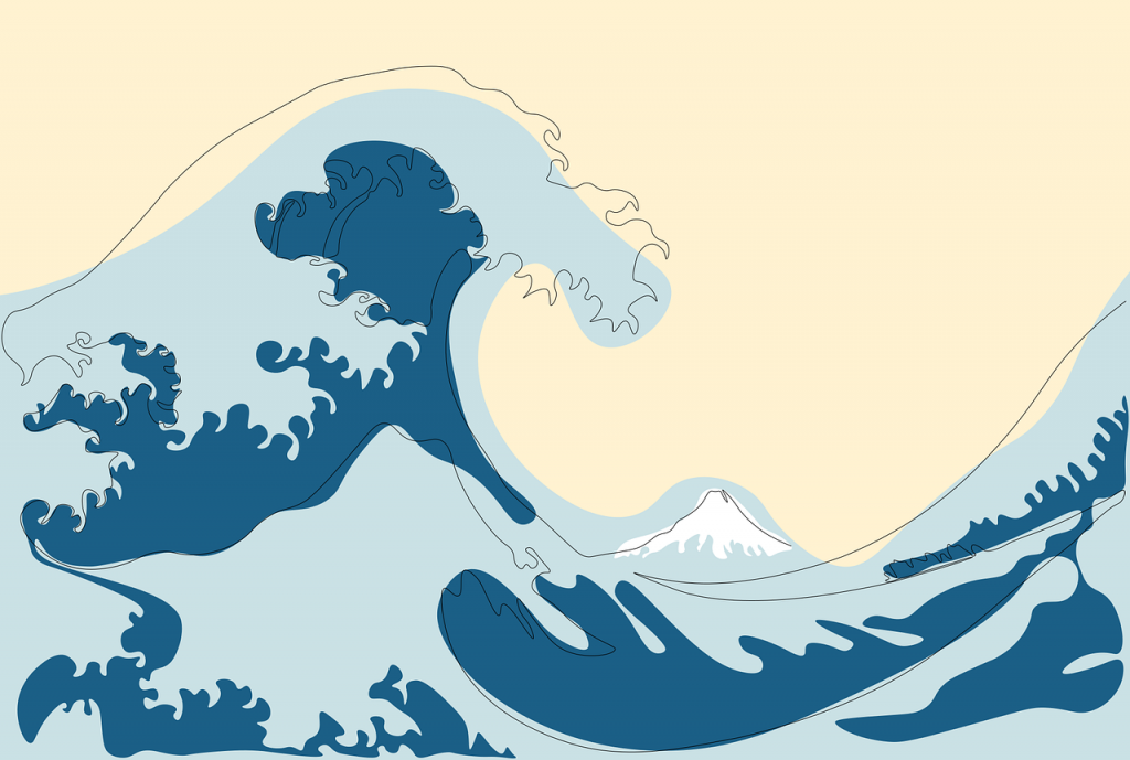 the great wave off kanagawa, art, drawing