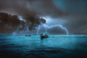 storm, boat, sea